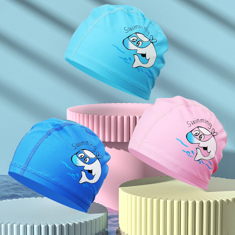 Child swimming cap pu waterproof ear child swimming cap male and female baby spa cartoon drama water cap swimming gear