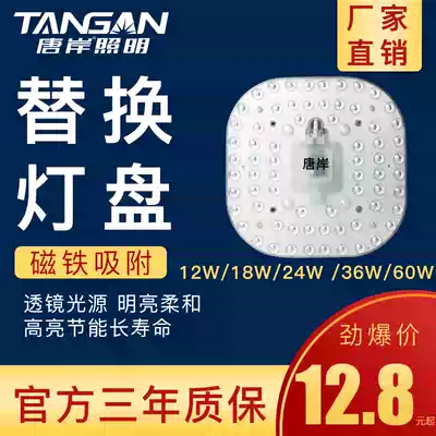 LED ceiling lamp wick ring tube transformation LED chip replacement light board long strip dimming 12W super bright round white light