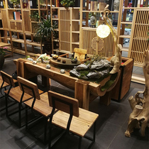 Zen tea table and chair combination Chinese solid wood creative furniture Water landscape Kung Fu tea Several tea tables Fish tea table