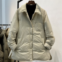 Light down-fitting female long 22-season new foreign-style Korean-style shirt Europa loose and warm short coat tide