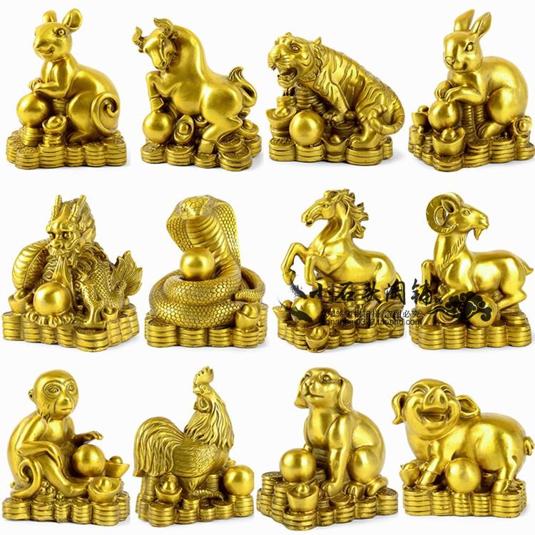 Pure Copper Duozodiac Animal Pendulum belongs to rat Bull Tiger Rabbit Dragon Snake Horse Goat Monkey Cock Dog Pig Raw Shaw Brass Craft Gift Hem