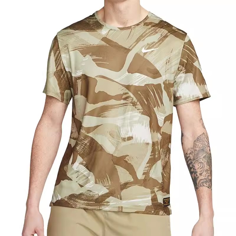 Nike Nike Running Short-Sleeved T-Shirt Men's Quick-Drying Breathable Sweat-Wicking Night Running Reflective Camouflage Round Neck Fd4053-242
