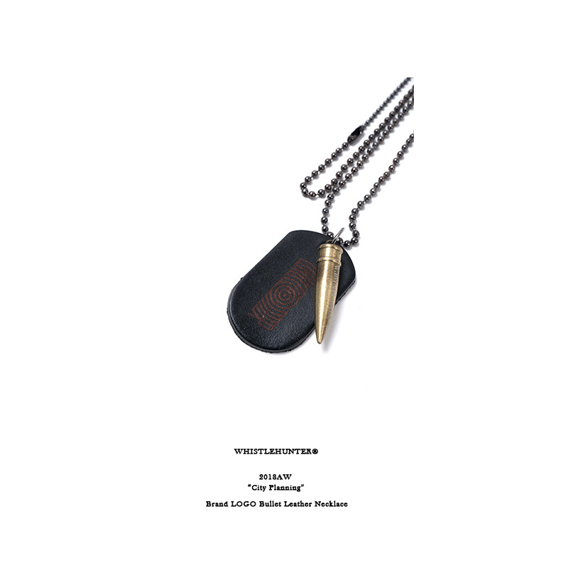 WHISTLEHUNTER 2018AW fashion ball chain personality bullet leather brand logo adjustable long necklace