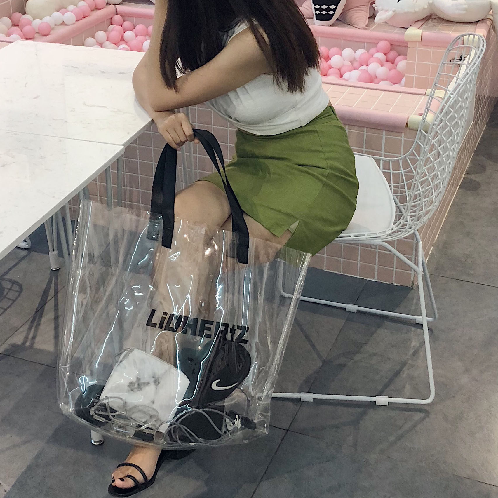 OG Tide Store Large Capacity Translucent Bag Women PVC handbag Inclined Satchel Bag woman bag Bag Girl Bag