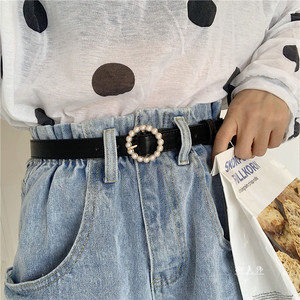 圆扣珍珠可爱皮带腰带