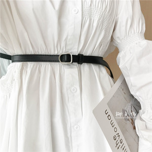 韩风黑色小腰带无孔潮百搭