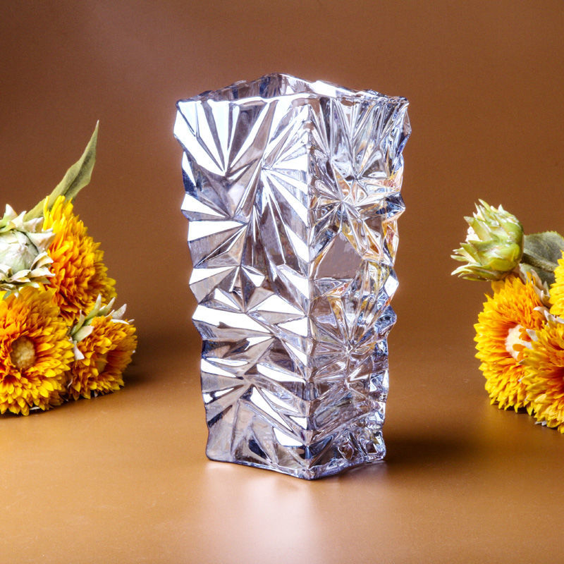 Nordic style crystal transparent vase modern minimalist dry flower flower arrangement living room European style home decoration ornaments