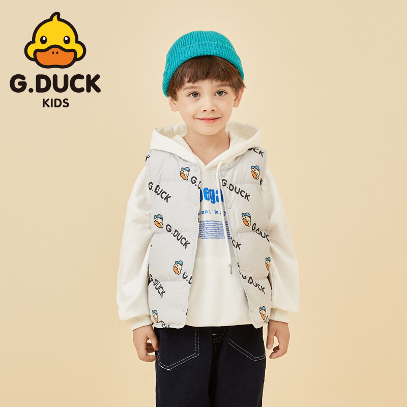 Little Yellow Duck Children's Down Vest Boys Girls Baby Vest Children's Clothing Lightweight Vest White Duck Down Inside Outer Wear