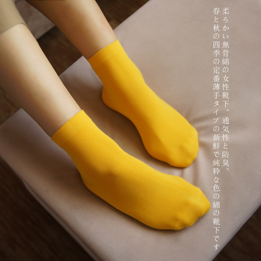 Soft Spineless Pure Cotton Woman Socks Short Socks Breathable Deodorant Summer Spring Autumn Season Regular Thin style fresh pure cotton socks