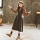 Spring and autumn girls vest skirt suit plus velvet bottoming shirt big boy plaid strap skirt simple temperament dress