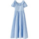 Summer girls plaid long skirt lace collar dress in the big children's short-sleeved dress skirt small fresh waist princess skirt