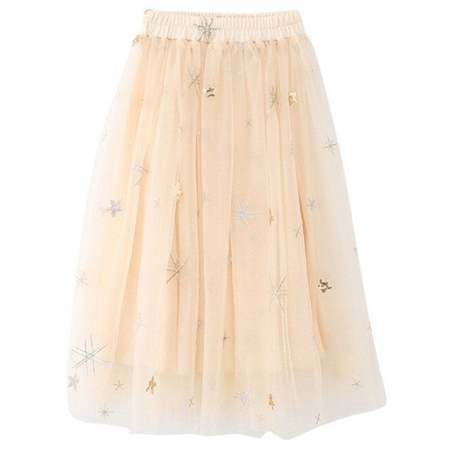 Girls' Mesh Skirt 2022 Fall New Middle-aged Children's Korean Version Western Style Versatile Princess Dress Fashion Sequin Skirt