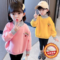 Children plus Velvet girl thick coat small childrens clothing long sleeve baby cartoon 2021 autumn winter New Coat