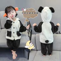 Girls pajamas Autumn and Winter Flannel 1-5-year-old female baby thick coral velvet childrens warm home clothing set 3