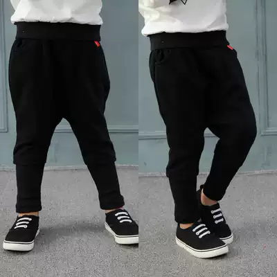Boy Harlem pants Spring and Autumn 2018 new Korean version of Chao girl baby pants children padded velvet pants