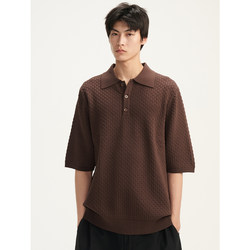 UNICA HOMME/Fashionable Gentleman Preference_Polo collar plaid texture ice sweater short-sleeved knitted T-shirt