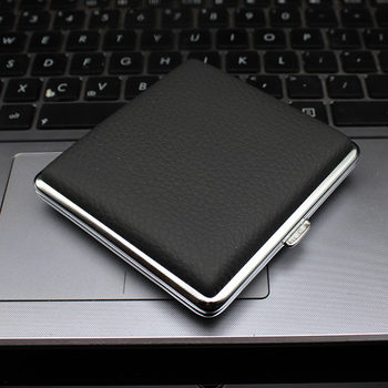 Guaipai Genuine Leather Cigarette Case, 20-Pack, Portable, Personalized, Ultra-Thin, Men's Stainless Steel Creative Carry-On Cigarette Case, Cowhide