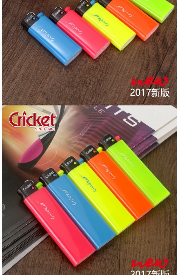 Xác thực châu chấu nhẹ hơn cá tính sáng tạo đá lửa dùng một lần máy huỳnh quang nhiều nhóm tùy chọn hộp quẹt