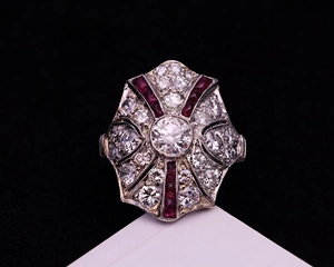 LG4535 ArtDeco Период 18K Gold Diamond Ring Кольцо итальянская металловодинка Главный бриллиант 0,6 Карат