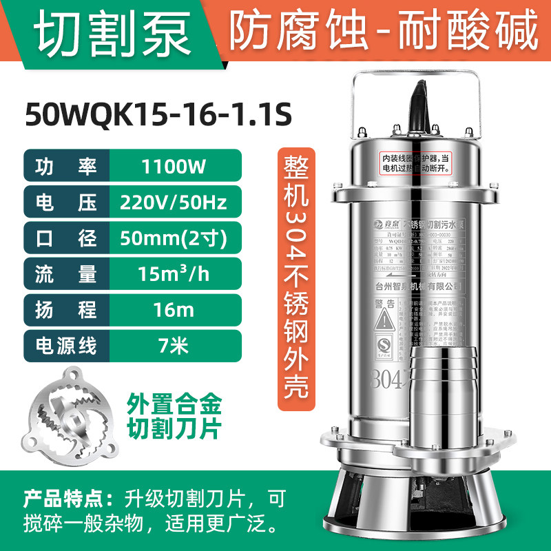 Погружной режущий насос Jingquan 1100Вт 2"