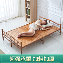 Bamboo bed foldable double single lunch break nap home simple economy rental housing marching solid wood hard board bed