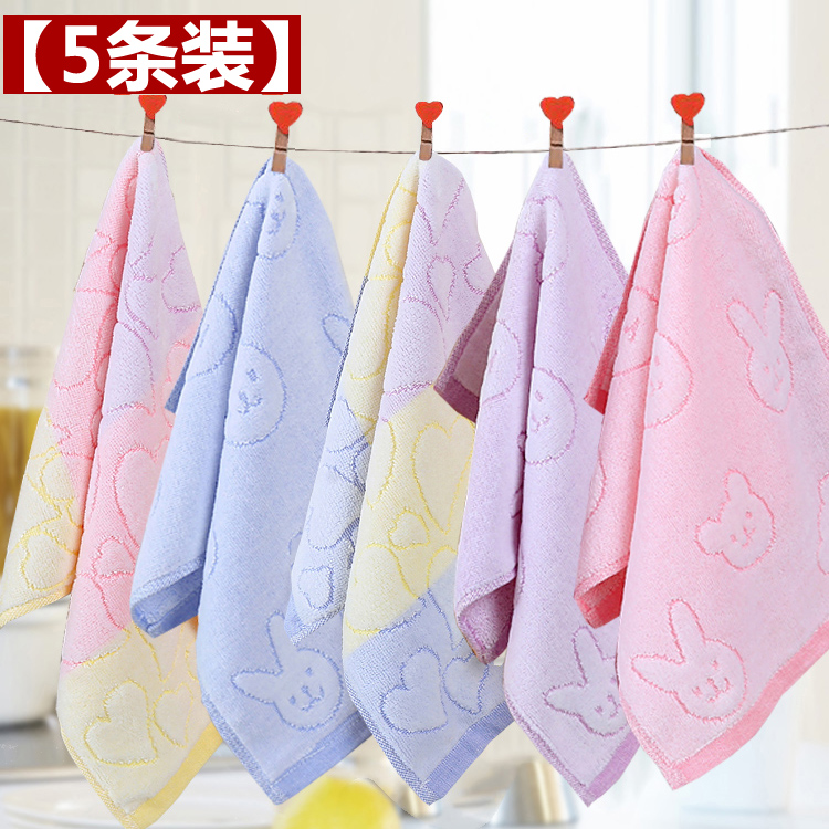 Children's towel adult wash face small square towel pure cotton soft absorbent home does not shed hair cute cartoon baby face towel
