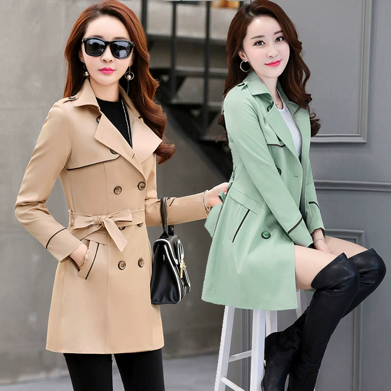 2019 mùa xuân mới của phụ nữ mỏng phù hợp thời trang áo gió ngắn mùa xuân và mùa thu phong cách hàn quốc tất cả các kết hợp giản dị kiểu trung bình áo khoác - Trench Coat