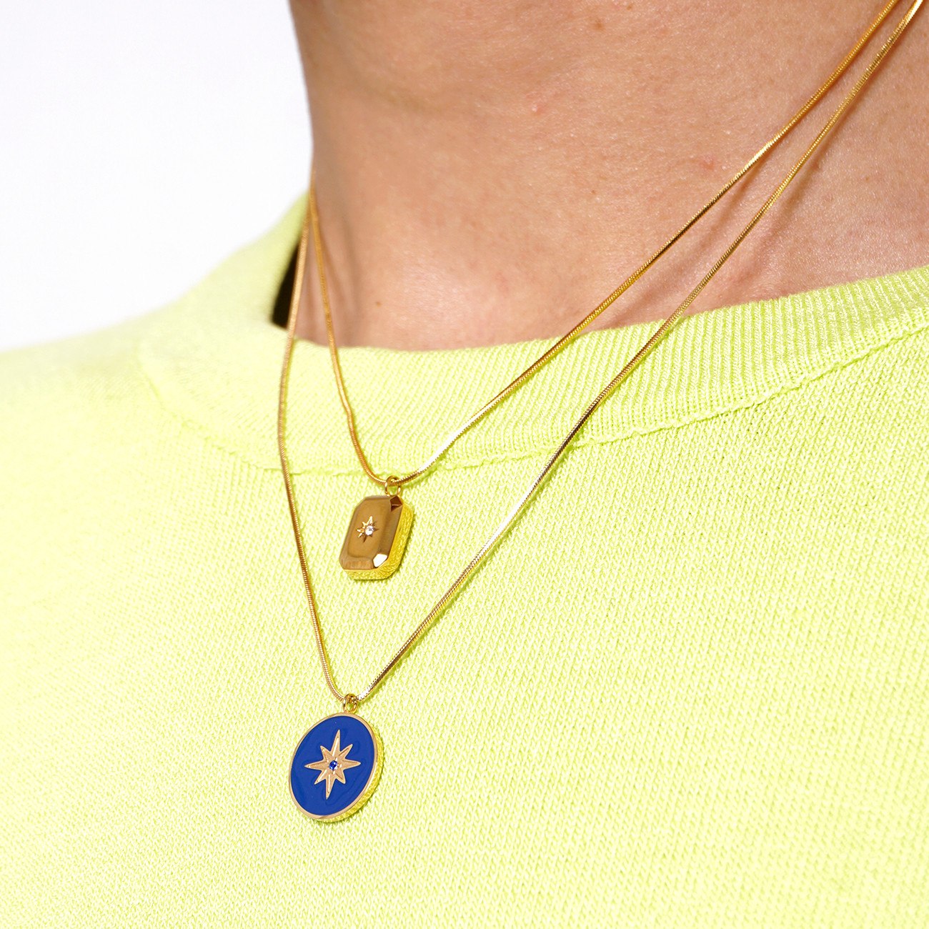 Pine Forest Volcano New Products Korea Not Fade Ins and Men's Identical Goosed-colored gold Bricks Lovers Necklace-Taobao