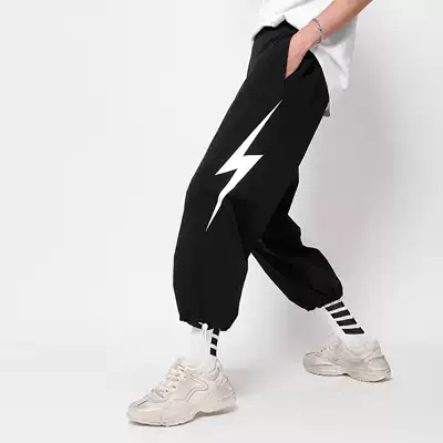 Songlin Volcano national tide new products bundle feet thin breathable lightning trend nine points Harlan men's tide sports pants