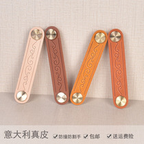 Genuine leather drawers cupboard door wardrobe Handles Nordic Ins Brass Head Layer Cow Leather Children Crashworthy Cortisone Doorknob