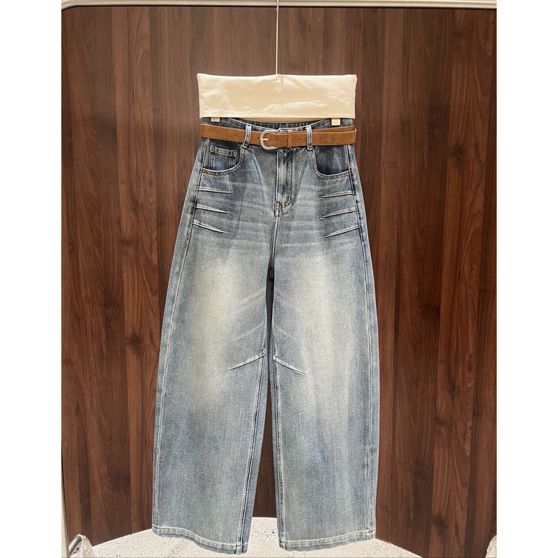 Shenzhen Nanyou European-Style Autumn New Fashion Margiela Versatile Slim-Fit Jeans for Women with Distressed Belt and Curved Leg Design Shenzhen Nanyou European-Style Autumn New Fashion Margiela Versatile Slim-Fit Jeans for Women with Distressed Belt and Curved Leg Design