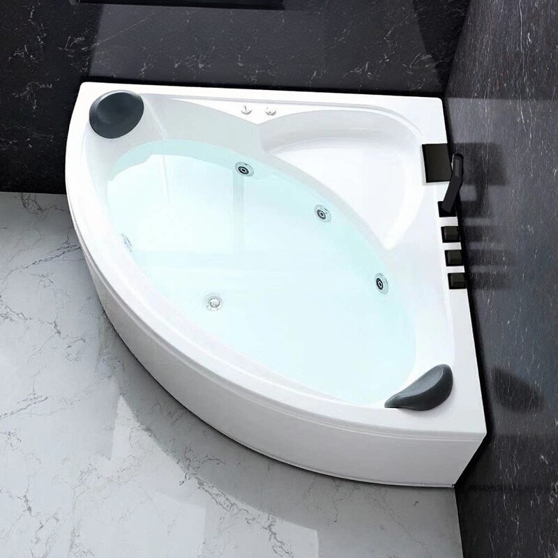 Triangular Fan-Shaped Bathtub for Home Use, Suitable for Adults in Small Apartments, Deep Soaking Acrylic Corner Bathtub with Constant Temperature Heating and Massage, Suitable for Hotel Use, Double Size