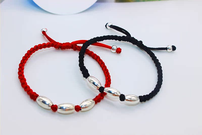 Quà tặng năm mới 999 sterling bạc lợn năm sinh năm chuông nam và nữ dây đỏ vòng chân sinh viên đôi chân dây dệt cửa hàng phụ kiện