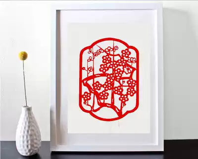 Plum blossom art flower Zhejiang Province portrayed exquisite hollow flower clean mural home decoration paper-cut handicraft