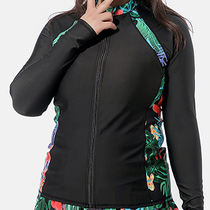 Long sleeve swimsuit one-piece jacket jellyfish jacket large size sunscreen blouse fat MM diving suit womens coat zipper