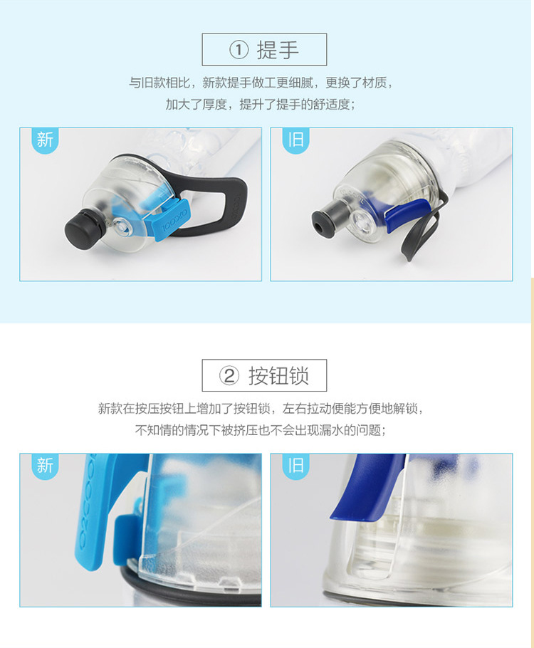 Đích thực của Mỹ O2COOL phun chai thể thao cup nhựa mùa hè làm mát di động ngoài trời chạy thể dục ấm đun nước 	bình nước thể thao nhỏ