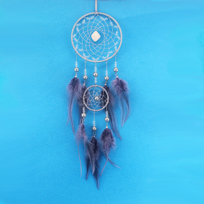 Indian feather handmade bashing dreamnet hanging decoration Diy material bag finished hanging decoration Decorative Gift gift