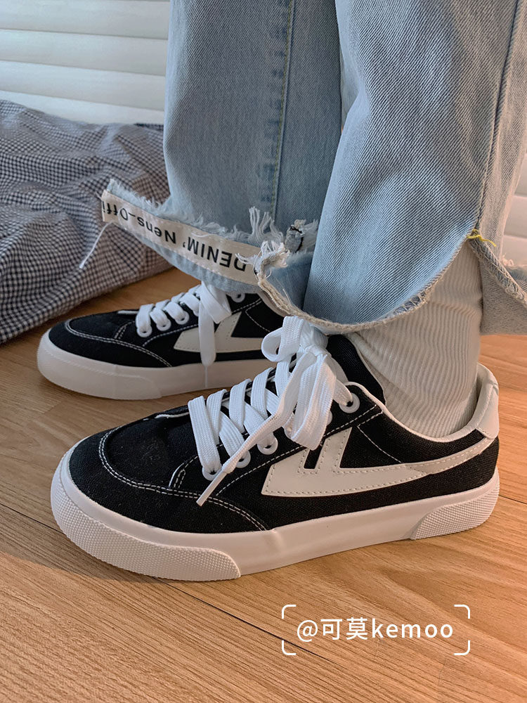 But Mokemoo Guochao Huili Women's Shoes Summer Japanese Girl Cream White Shoes Thin Breathable Joker Board Shoes