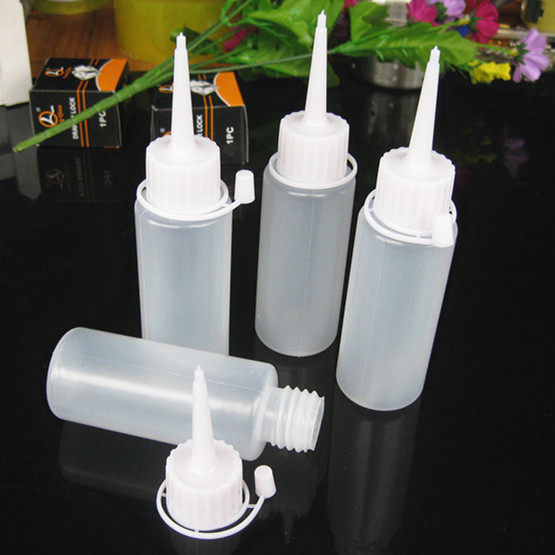 White 60ml plastic glue bottle dispensing cap pointed mouth beauty seam agent Graphite powder lead powder bottle small oil pot small