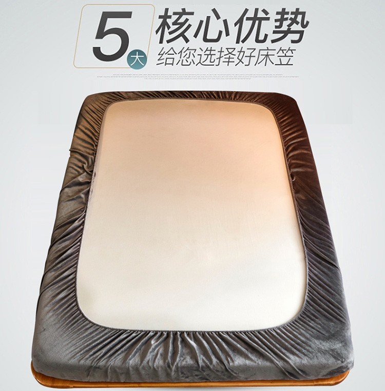 Coral Fitted nón dày bông bedspread chăn giường ấm áp và nhung chồn cashmere tiền giường vàng bìa trượt mùa đông - Trang bị Covers 	ga chun trải giường 2mx2m2	
