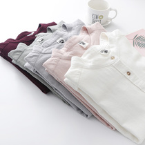 Brushed cotton wild white shirt womens loose Korean version of the jacket in spring new casual cotton long-sleeved womens shirt in spring