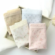 Đồ lót nữ Nhật Bản cotton nhỏ eo cao tam giác hoa kích thước lớn chất béo MM mẹ đồ lót sườn