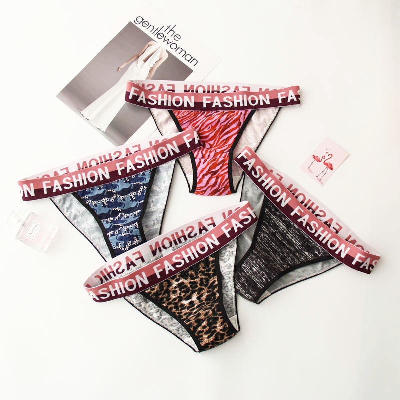 New products export wide - edged girl underwear mid - waist small triangle pure cotton fabric alphabet large size fat MM