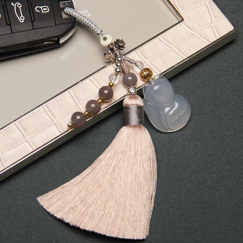 Cute Crystal Stream Sujade Medullary Fox Auto Ornament Key Button Pendant Pendant Peach Blossom off Teenage Gifts