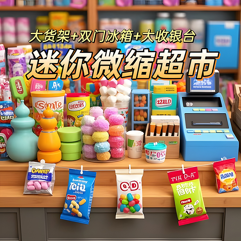 Mini Convenience Store Popular on Social Media, Miniature Express Delivery, Small Supermarket, Children's Toys, Simulated Snacks, Blind Box, Small Items, Decorations