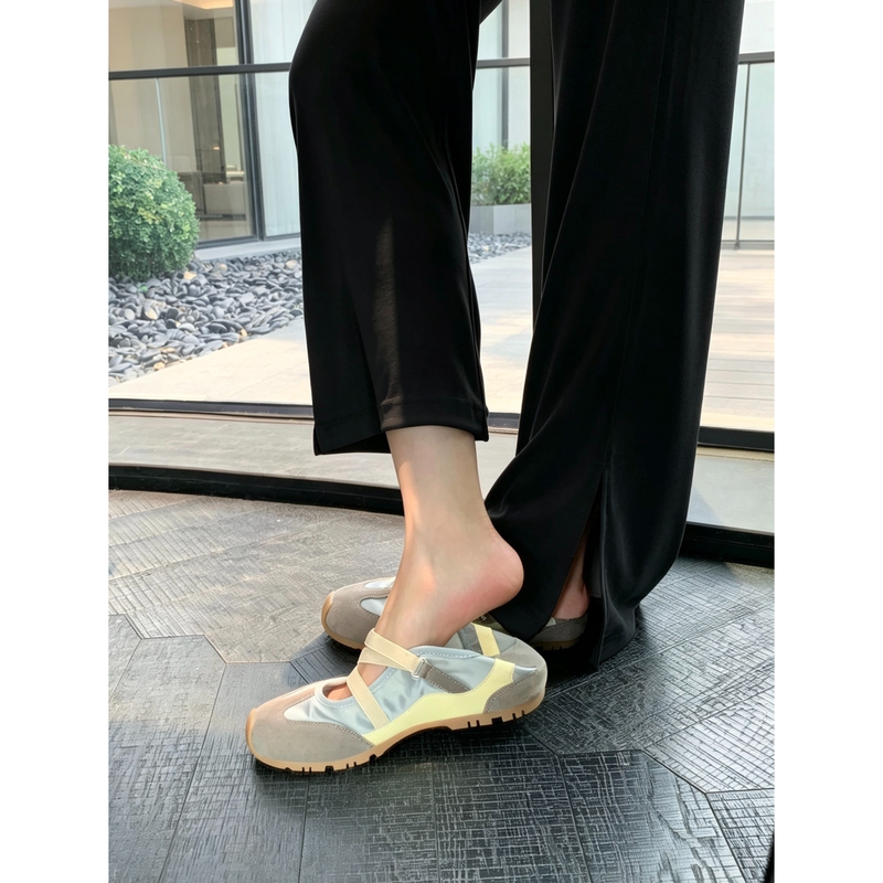 Sheepskin Version~4Cm Height-Increasing Super Soft Velcro Ballet Mary Jane Shoes for Women, New Summer Style Sports Casual German Training Shoes