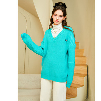 Zklin new loose and lazy v-neck sweater