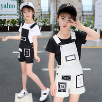 Girls summer clothes with pants set 2021 new children Foreign style pants Net red girls clothes Primary School students ten years old