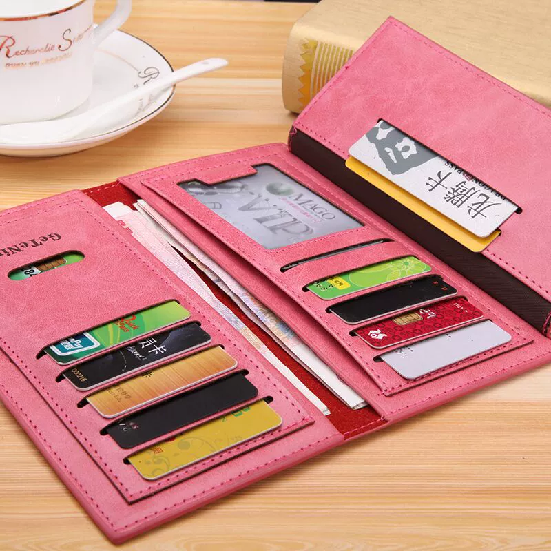 Thời trang Châu Âu và Mỹ nữ dài wallet buckle mềm ví da túi điện thoại dây kéo ví triều thanh niên ví