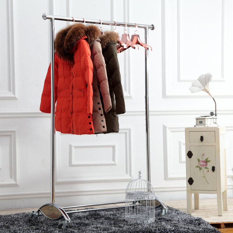 Clothing Store Hanger Racks Stainless Steel Telescopic Single Lever Ground Pulley Hanging Clothes Hanger Crew Clothing Props